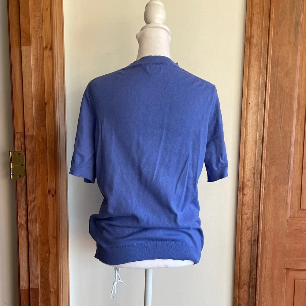 J. CREW Women's Blue Crew Neck Short Sleeve Pullover Sweater M